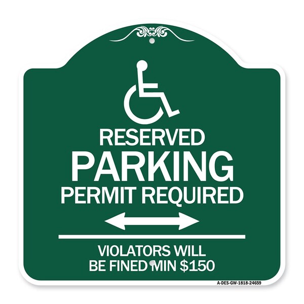 Connecticut Reserved Parking Permit Required Violators Fined Min $150 Alum, 18" x 18", GW-1818-24659